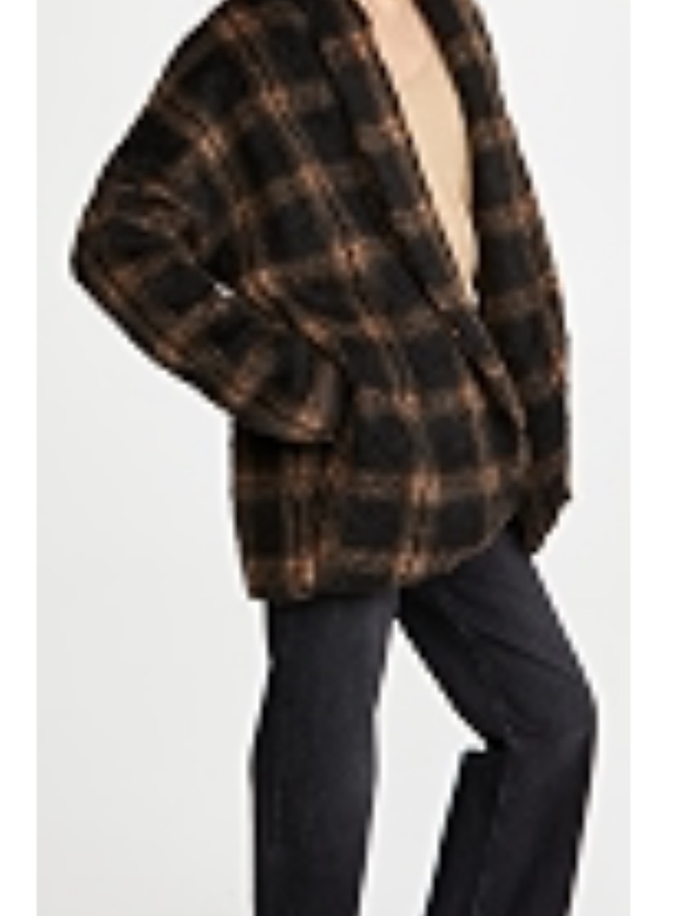 Amanda Uprichard Black & Brown Plaid Teddy Jacket